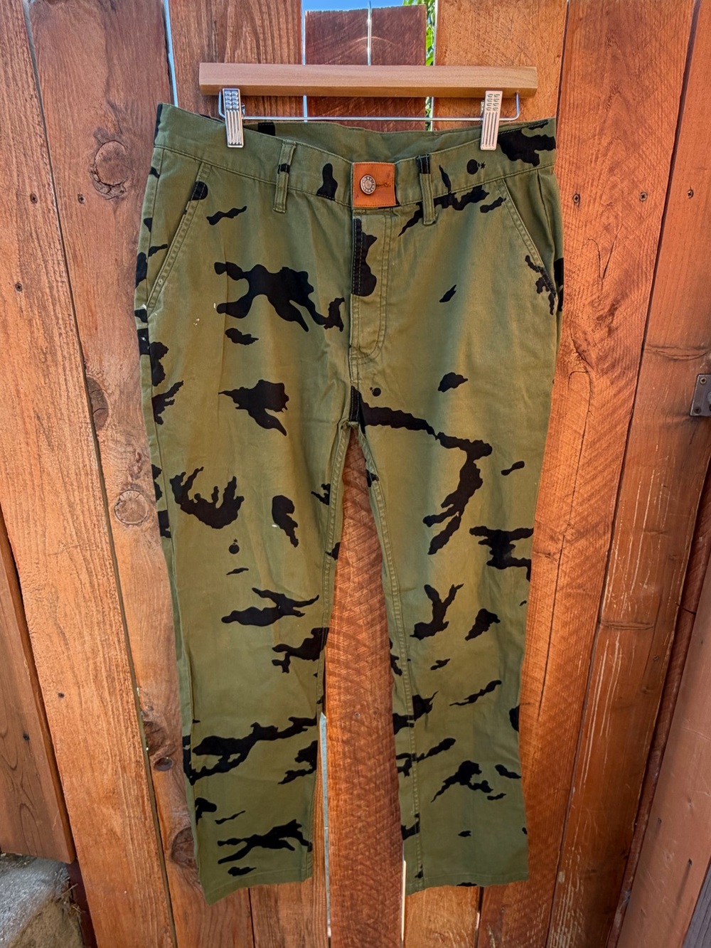 Vintage The Hundreds Adam Bomb camo chino pants army green Thrashed distressed